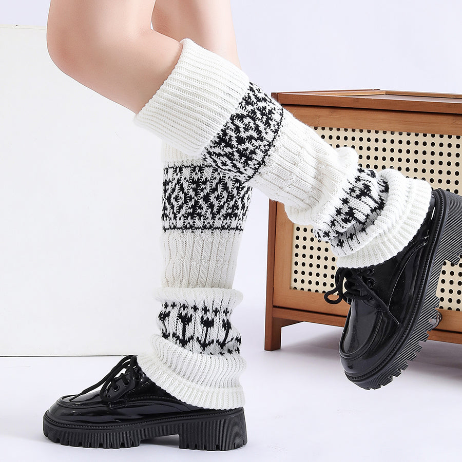 Calcetines Fair Isle Knit Boot Socks Stackable Mid Calf Socks Women Winter Snow Boots Accessories Warm Leg