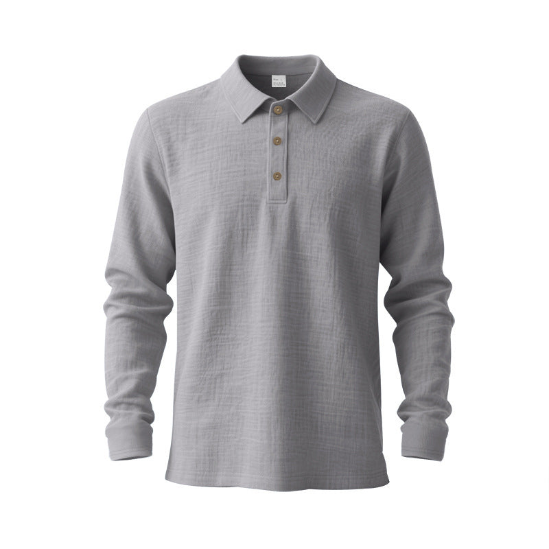 New Cross-Border Amazon Spring And Autumn Linen Polo Long-Sleeve Multi-Color Classic Quick-Dry Breathable Versatile Men's Style