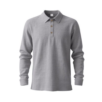 New Cross-Border Amazon Spring And Autumn Linen Polo Long-Sleeve Multi-Color Classic Quick-Dry Breathable Versatile Men's Style