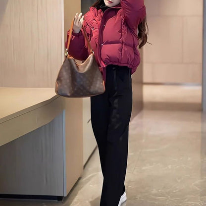 Winter Korean-style Cropped Hooded Cotton Jacket