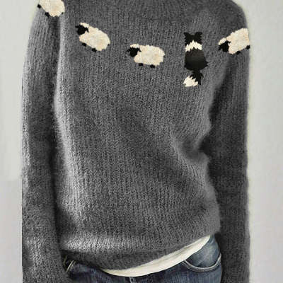 Women's Round Neck Multicolor Sweater