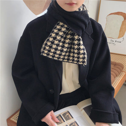 Houndstooth Dual-use Long Thick Woolen Warm Scarf