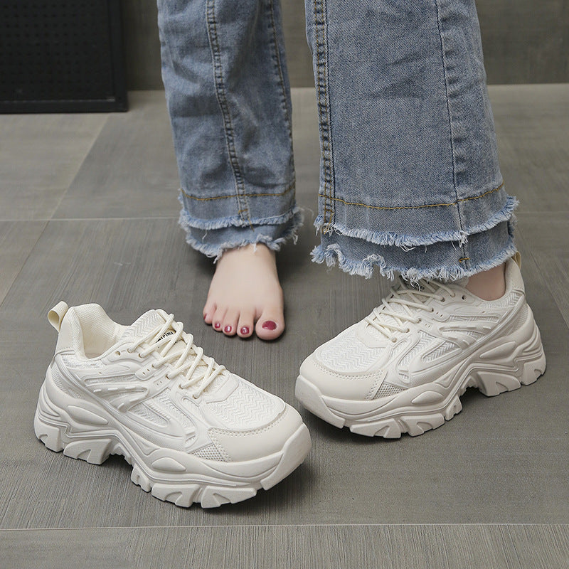 Women's Thick Bottom Breathable White Shoes