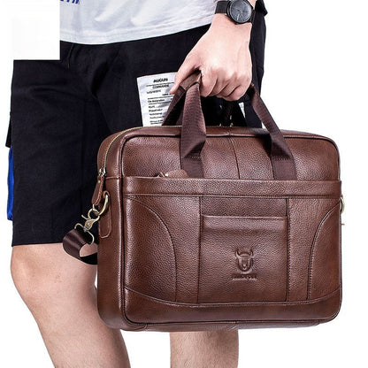 Full-grain Leather Large-capacity Men's Briefcase