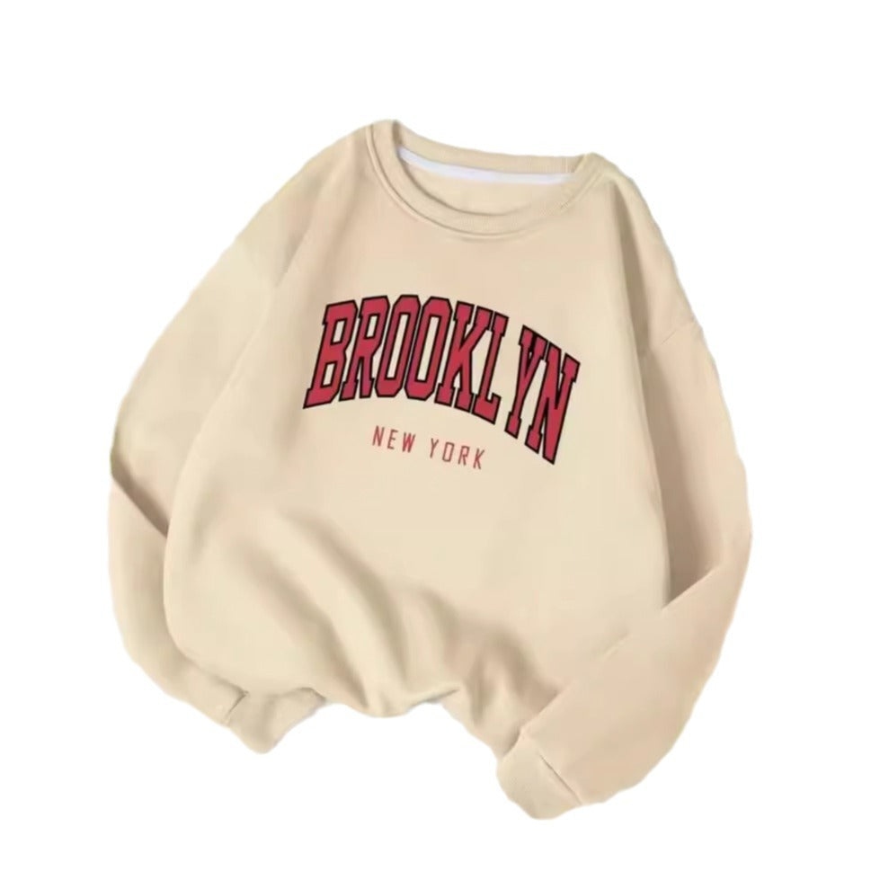 Personality Trend Printed Crew Neck Sweatshirt Women