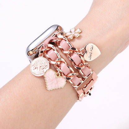 For Iwatch Strap Xiaoxiang Style Iwatch6543 Generation Denim Chain Metal BraceletXiaoxiang Style Strap