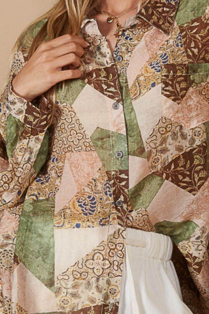 POL Button-Down Long Sleeve Printed Shirt for Stylish Wear