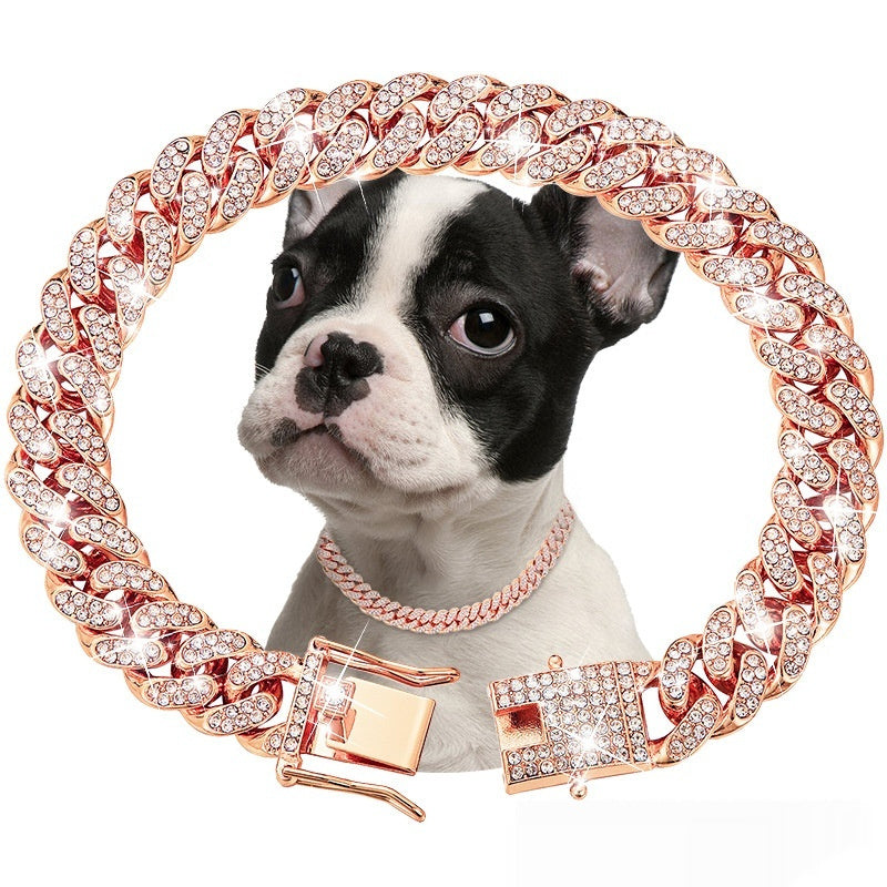 Pet Diamond Collar Cuban Link Chain Small Medium Large Dogs And Cats Necklace