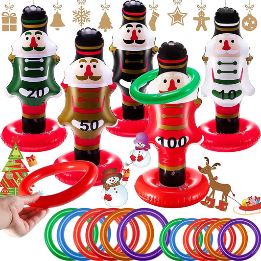5-Pack: Christmas Nutcrackers Ring Toss Christmas Party Games Toys