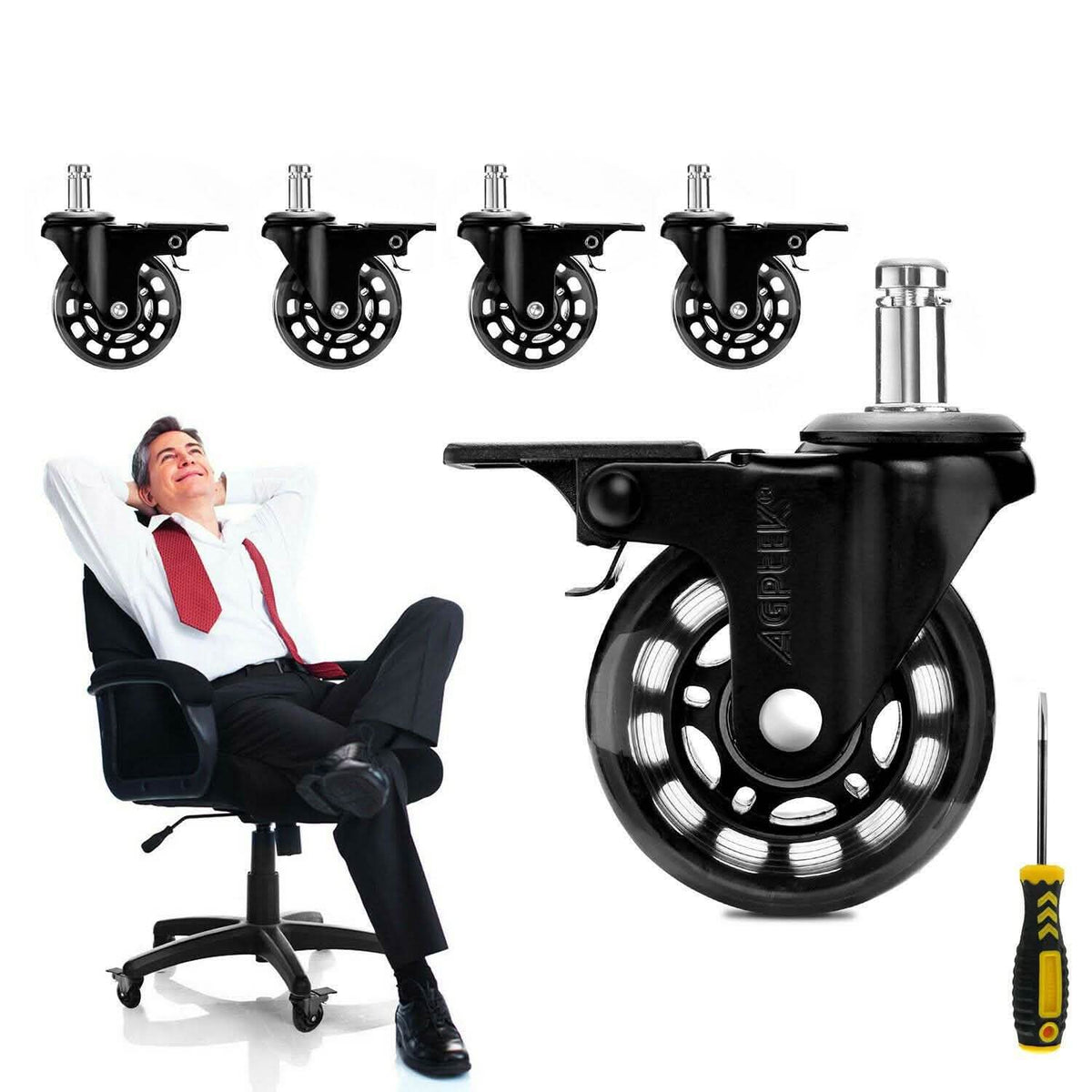 5-Pack: Replacement Office Chair Casters