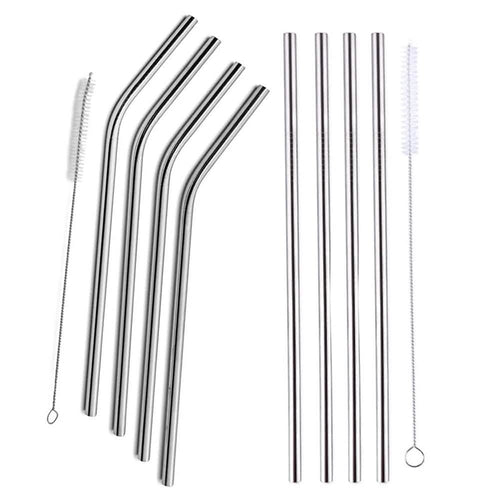 5-Pack: Stainless Steel Bend Or Straight Drinking Straws