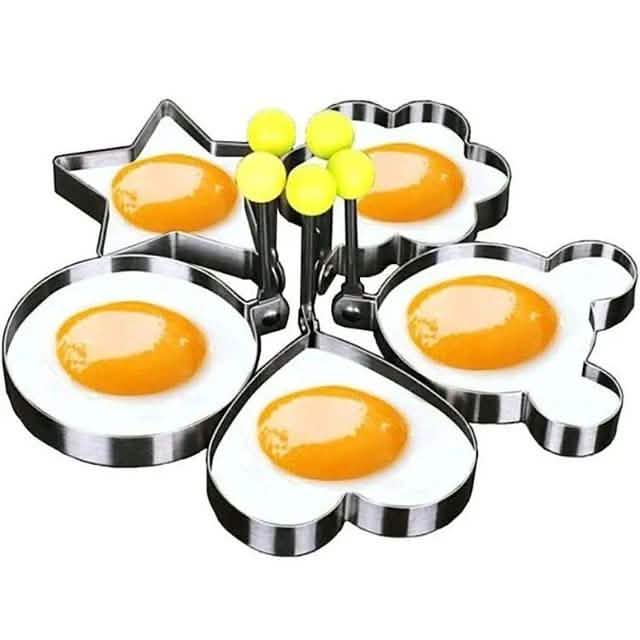 5-Pieces Set: Fried Egg Mold Pancake Rings Shaped