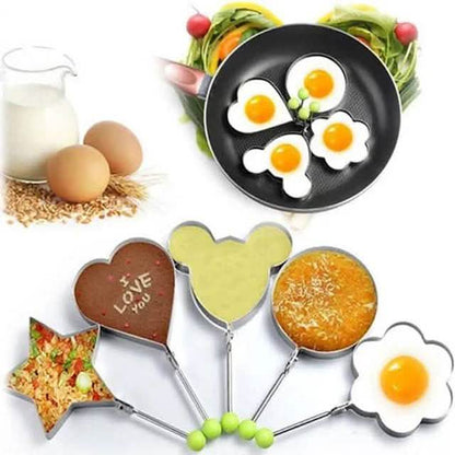 5-Pieces Set: Fried Egg Mold Pancake Rings Shaped