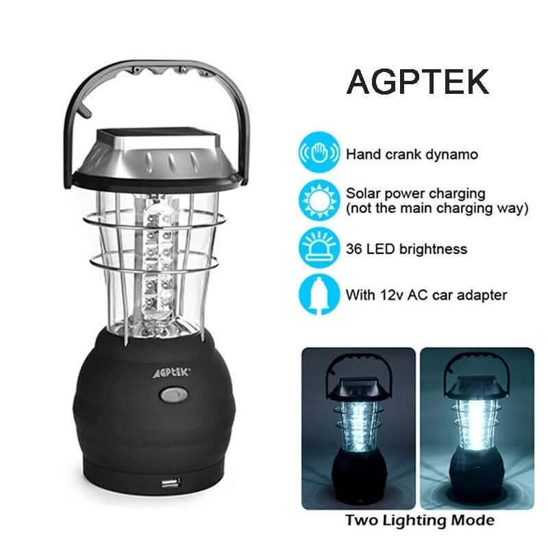 5 Way Charging 36 LED Solar Lantern Camping Light