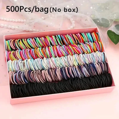500-Pieces: Cute Elastic Hair Tie Polyester and Spandex Blend