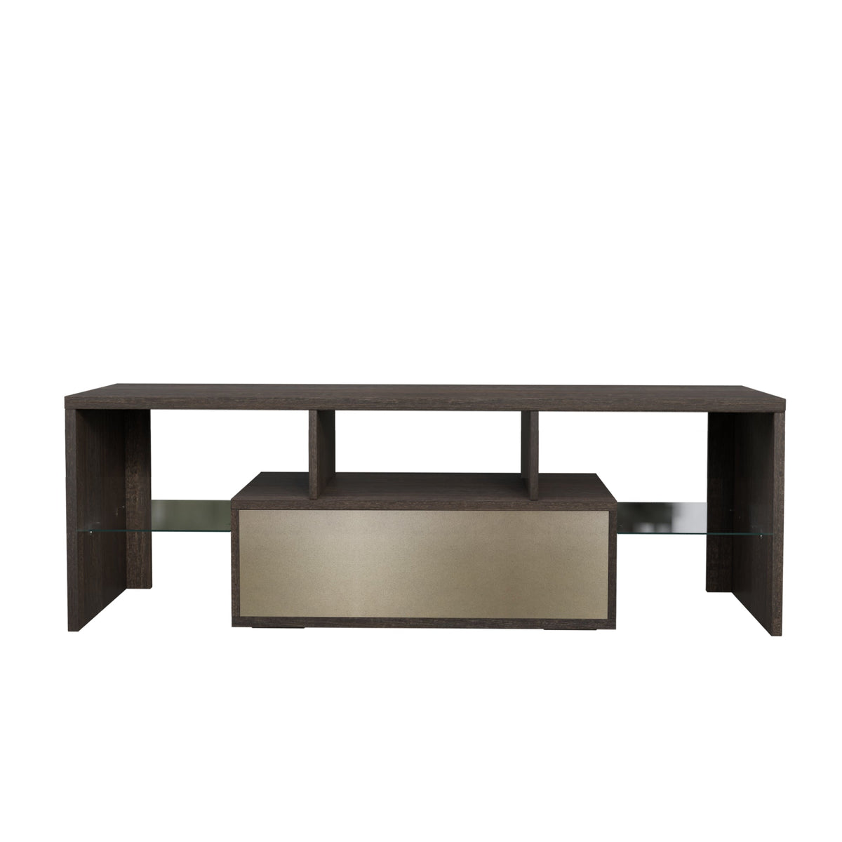 20 minutes quick assembly brown simple modern TV stand Brown TV bracket with LED Color Changing Lights for Living Room