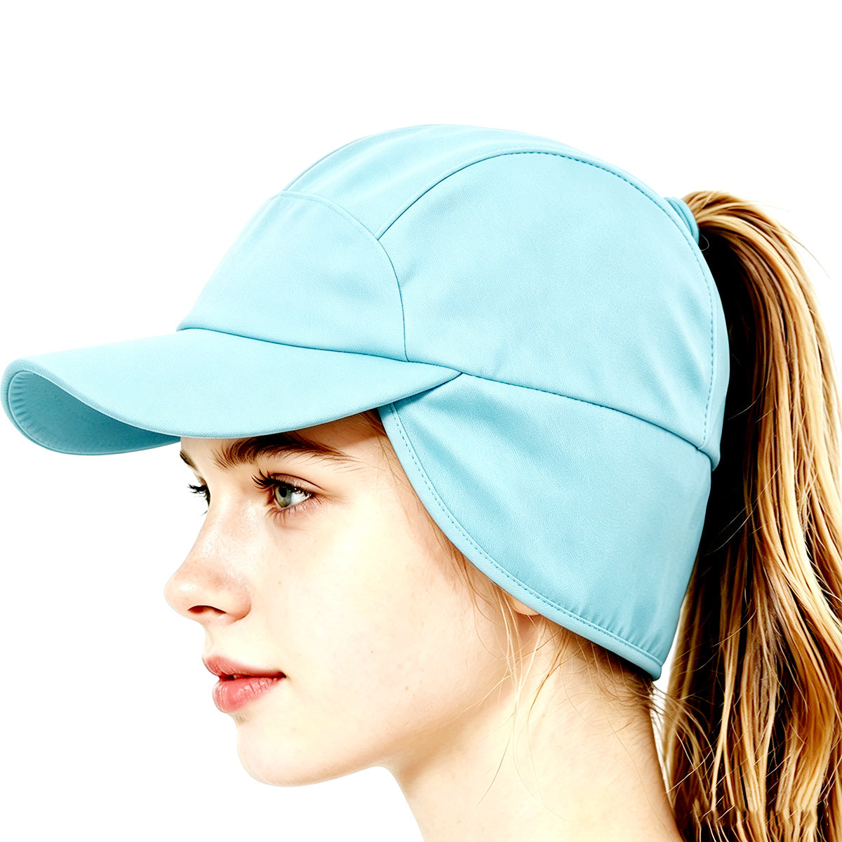 Outdoor Fleece-lined Warm Ponytail Baseball Cap With Ear Flaps