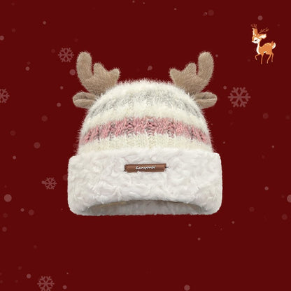 Christmas Deer Antler Knitted Hat