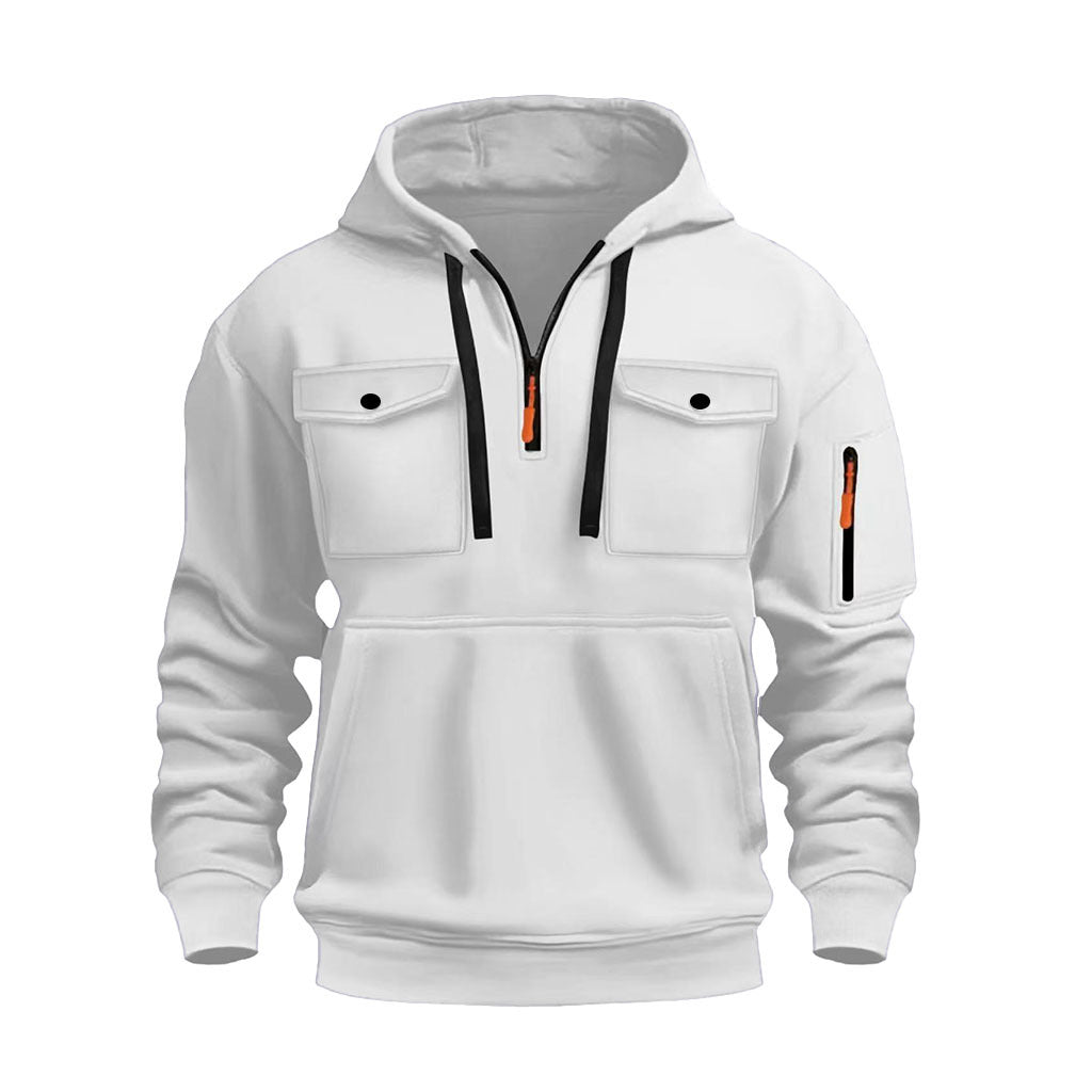 Men's Zip-up Hoodie With Multiple Pockets