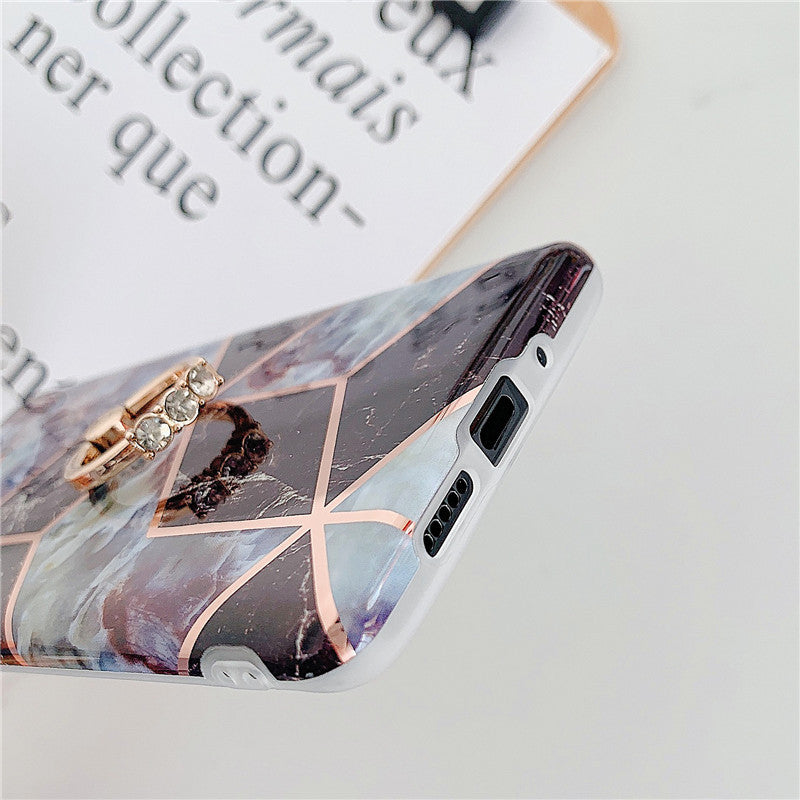 Electroplating mosaic marble ring phone case