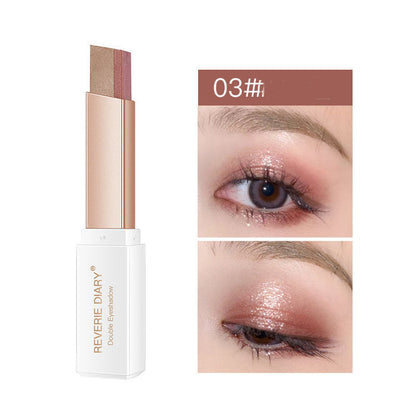 Lazy Eyeshadow Stick: Gradient Shimmer, Double Color, Waterproof