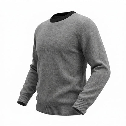 Double Zipper Round Neck Long Sleeve Sweater Men