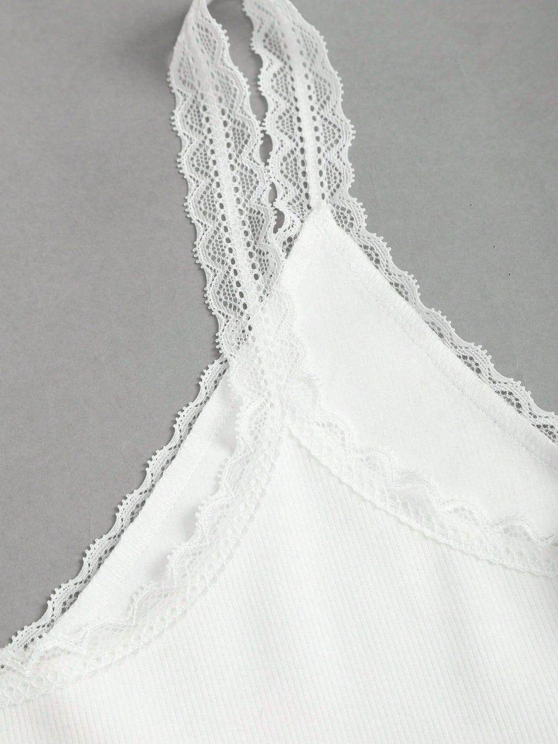 Lace Detail V-Neck Wide Strap Tank for Stylish Comfort