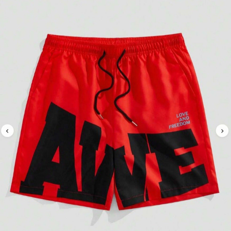 American-style High-street Beach Shorts With A Large 3D Letter Print