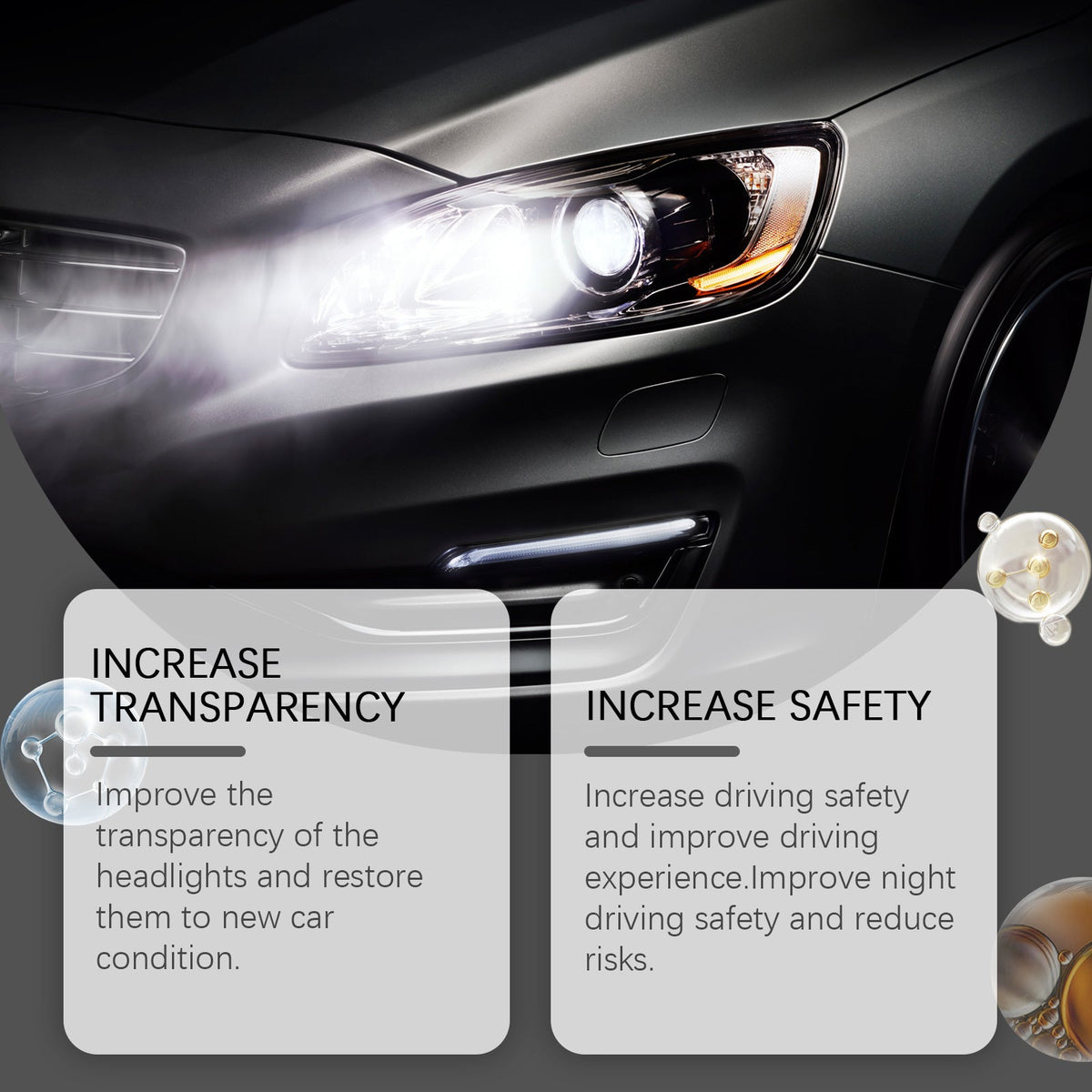 Headlight Restoration Liquid For Car, Lamp Scratches Yellow Cleaning Plating Crystal Polishing Refurbishing Repair Agent