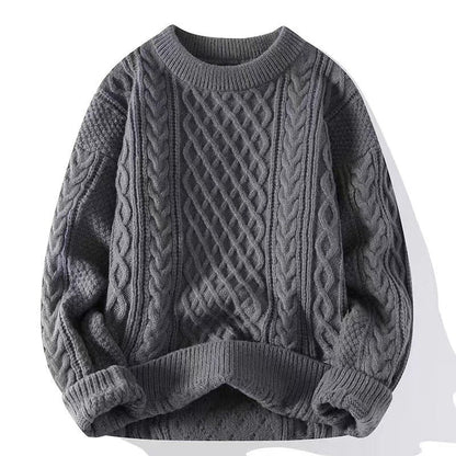 Round-neck High-neck Fleece-lined Solid-color Sweater