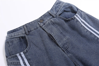 Fashion Side Striped Straight Jeans Men