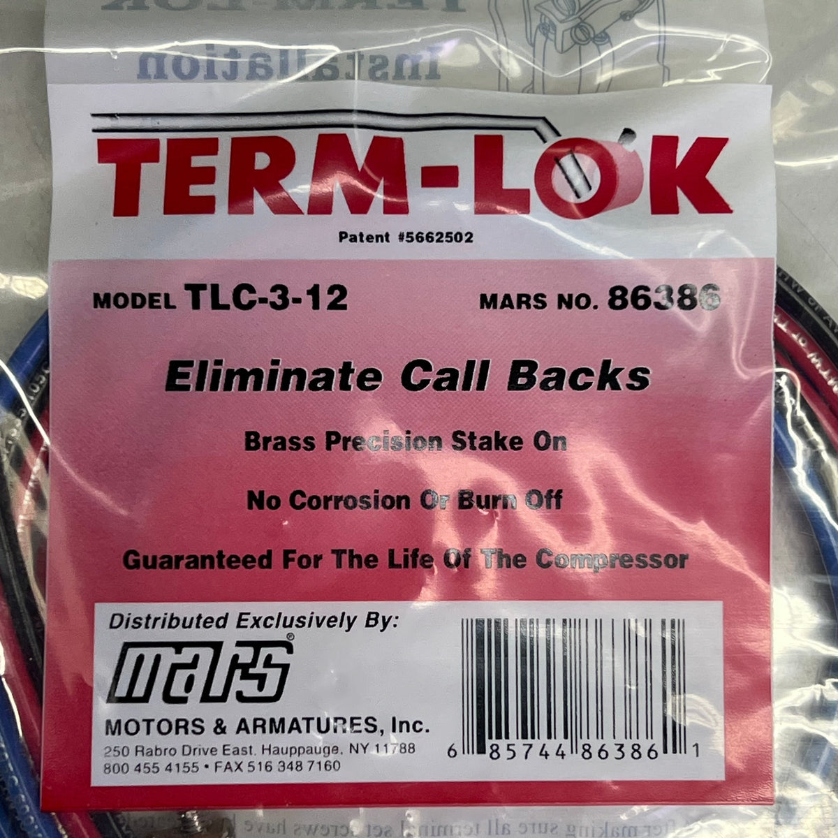 MARS Compressor Stake On Repair Kit 600 V 3 Wire 10 Gauge Red/Blue/Black 86388