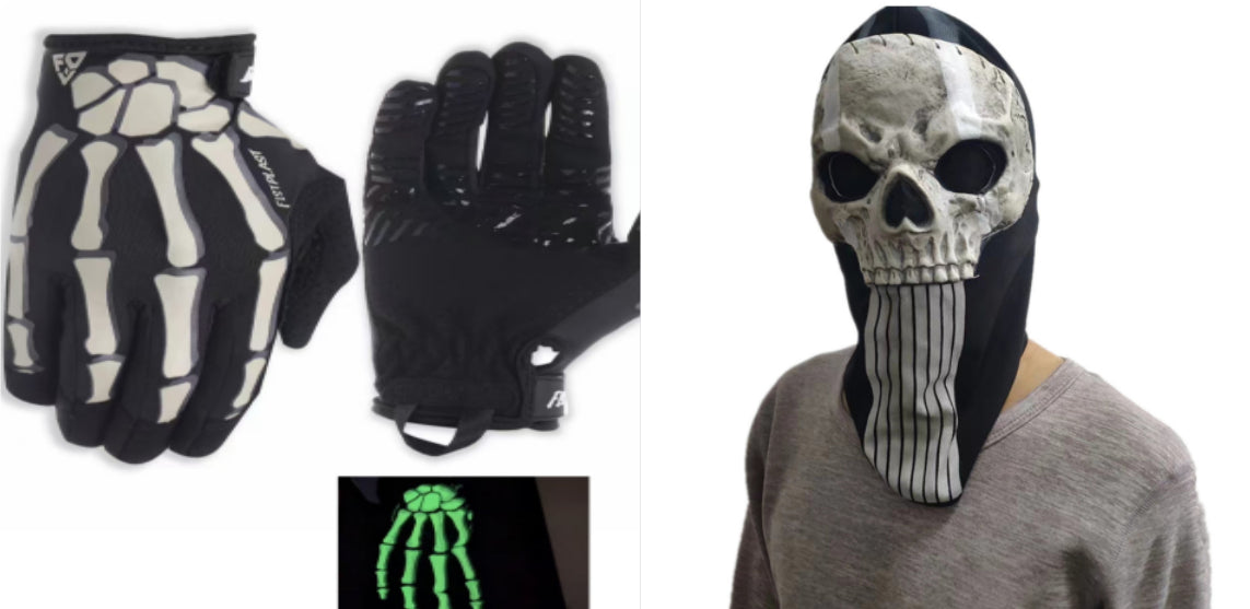 Skull Luminous Outdoor Non-slip Wear-resistant Full Finger Touch Screen Riding Gloves