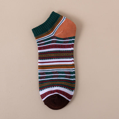Mens Socks Harajuku-style Ankle Socks With Ethnic Patterns