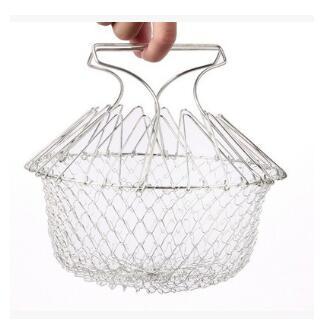 Stainless Steel Foldable Fry Basket Kitchen Tool