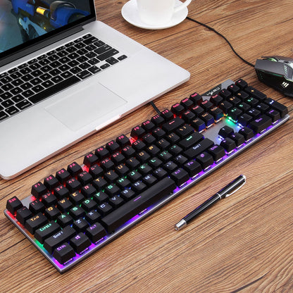Personalized mechanical keyboard RGB luminous esports game keyboard wired blue axis full 104 key keyboard