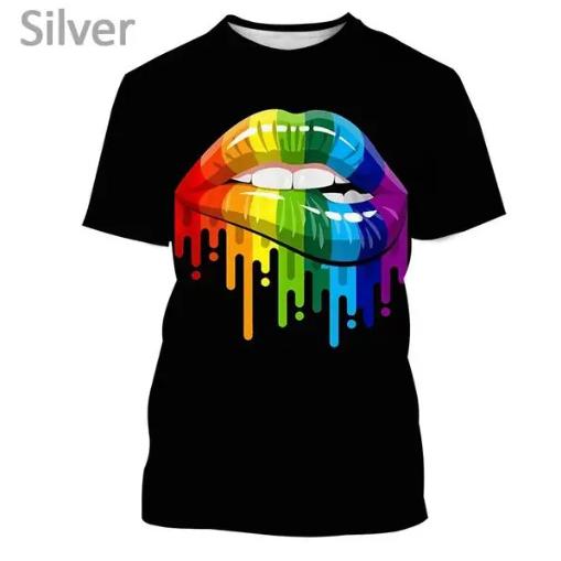 Rainbow 3D Printed T-shirt Men And Women Oversized Short Sleeve Casual Shirt Fashion Tops Trend
