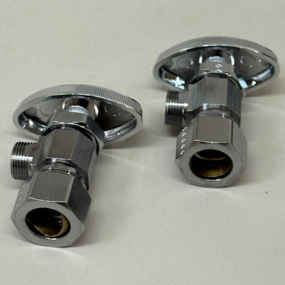 BRASSCRAFT (2 Pack) Multi-Turn Angle Valve 1/2"Nominal Compression Inlet X 3/8" Chrome Plated OCR19L1X-CB