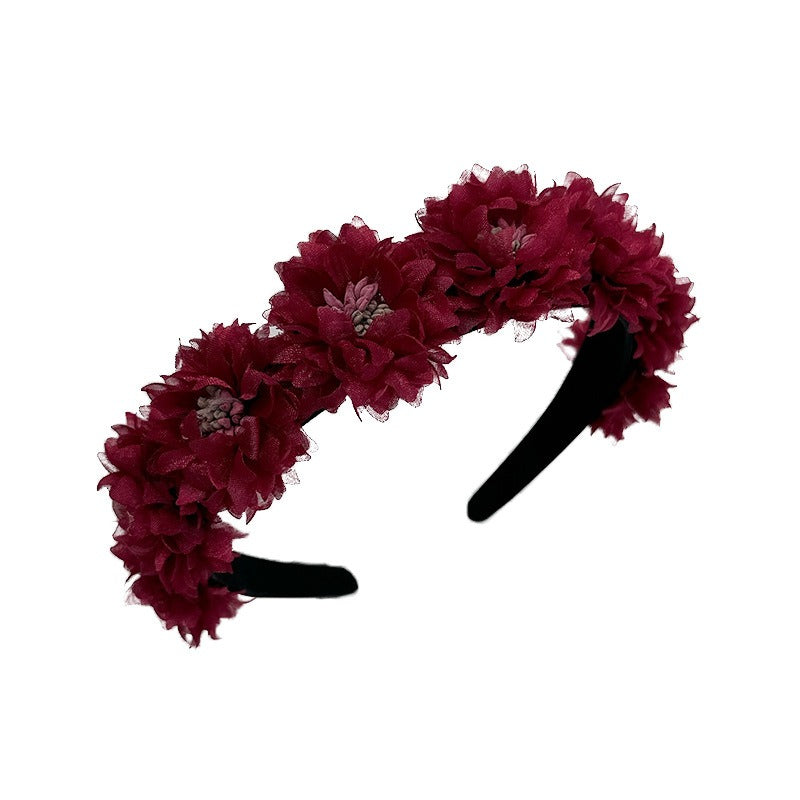 Fashionable fabric flower stamen flower hair hoop for women