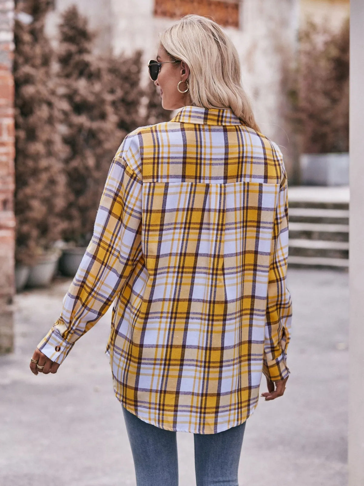 Plaid Button-Down Long Sleeve Shirt