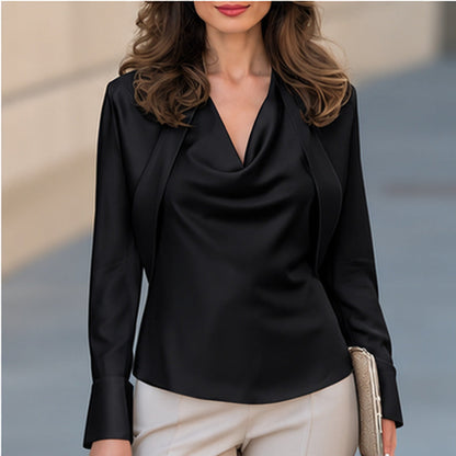 Women's V-neck Long-sleeved Shirt