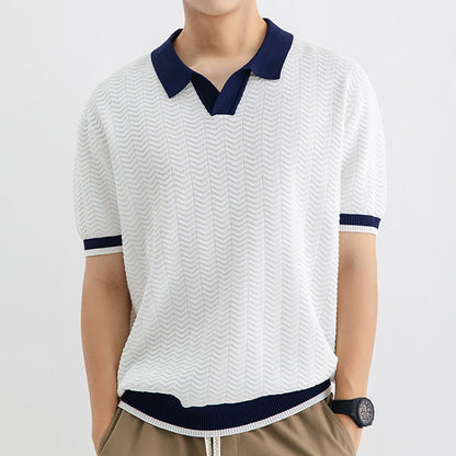 Polo Shirt Men's Ice Silk Led High-end Short-sleeved T-shirt Summer