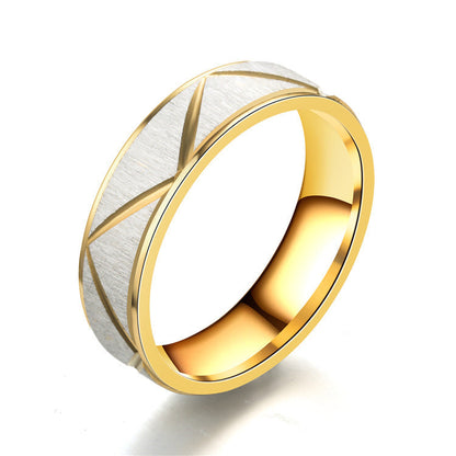 24K Gold Titanium Steel Couple Ring