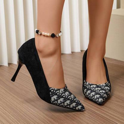 2026 Women High Heels Stiletto Fashion New Comfortable Black Professional Commute Medium Heel Pumps