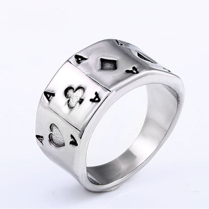 Tonghuashun Playing Card Mens Titanium Steel Ring