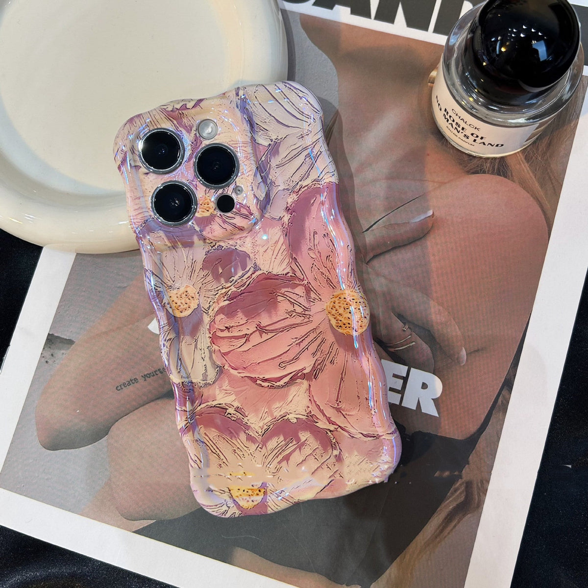 Retro Oil Painting Phone Case Blu-ray Flowers Shockproof Case For13 12 13pro 14pro 13 Pro Max Silicone Phone Cover
