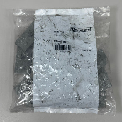 STAUFF (25 PACK) Single Welded Plate Twin Series 3D Carbon Steel Grey SP-3D-U-W2