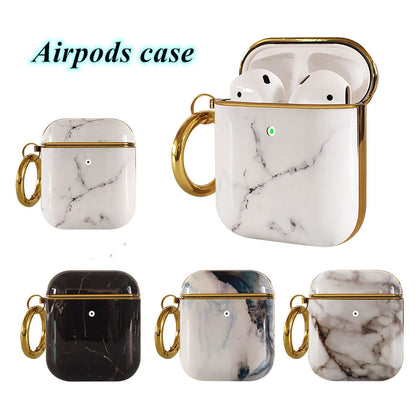 Compatible with Apple, Plating TPU Marble Pattern Soft Shell AirPods Cover