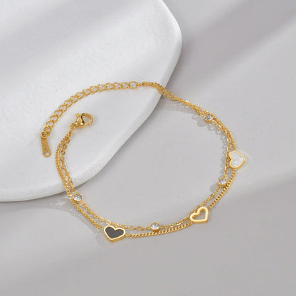 Stainless Steel Layered Heart Bracelet For Women