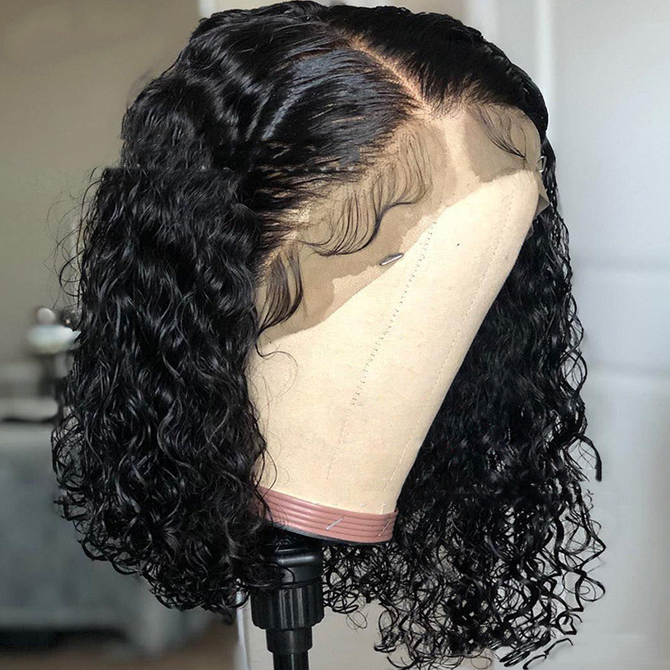 European American Front Lace Wig Black African Small Curly